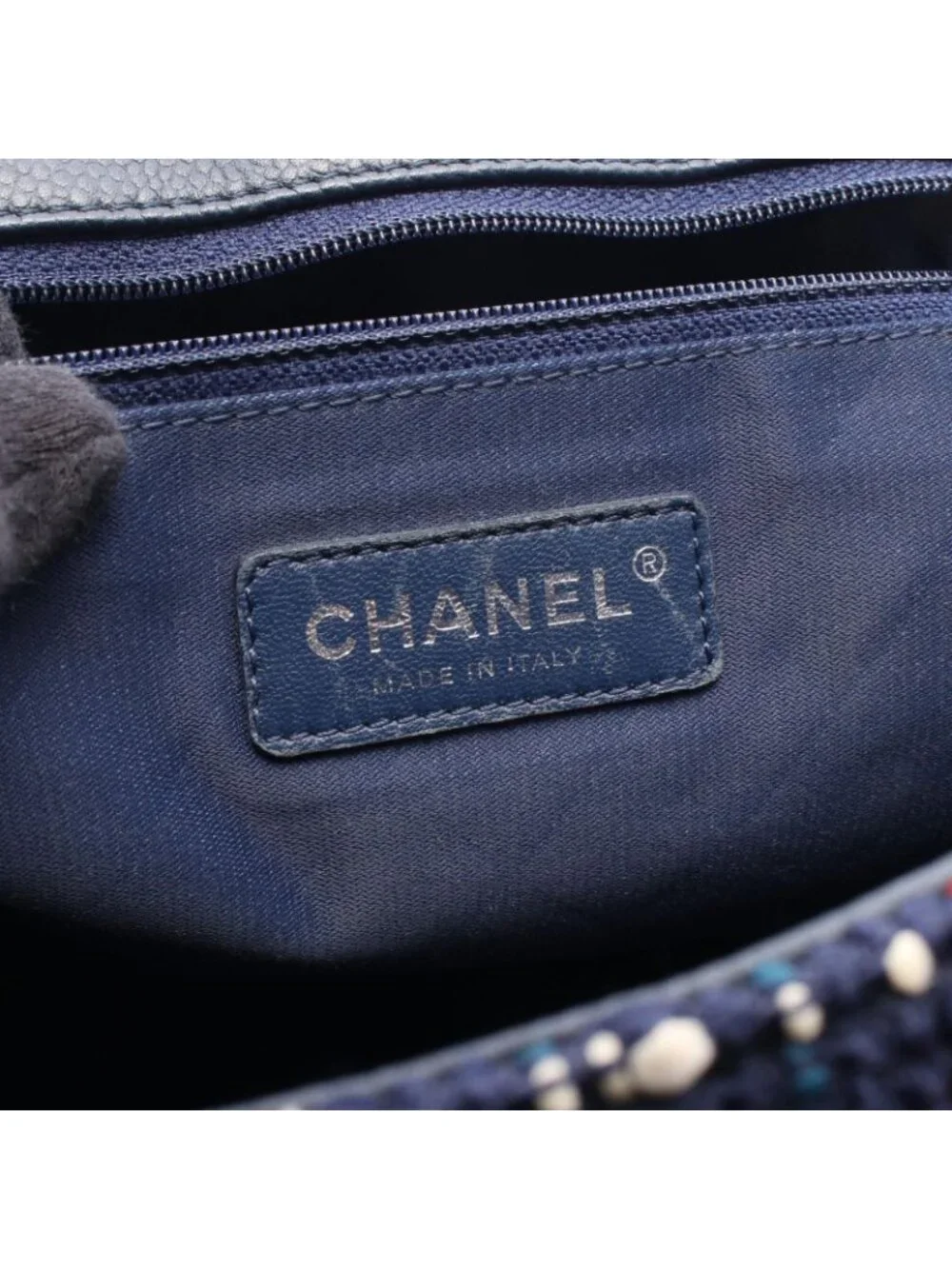 Chanel Shoulder Bag Air Line Navy Wine Red Fabric Leather Air 2-Way